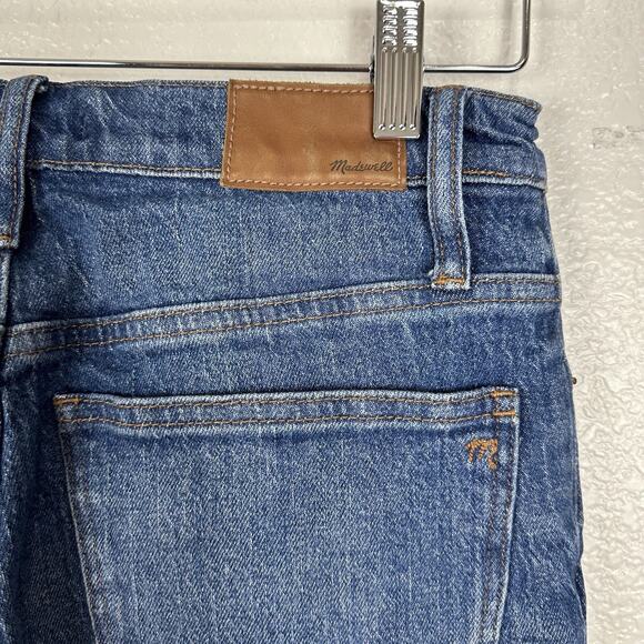 Madewell Jeans Women Size 26 Classic Straight High Rise Raw Hem Crop Medium Wash - Picture 8 of 14